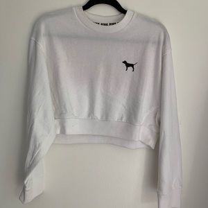 PINK White Cropped Sweater